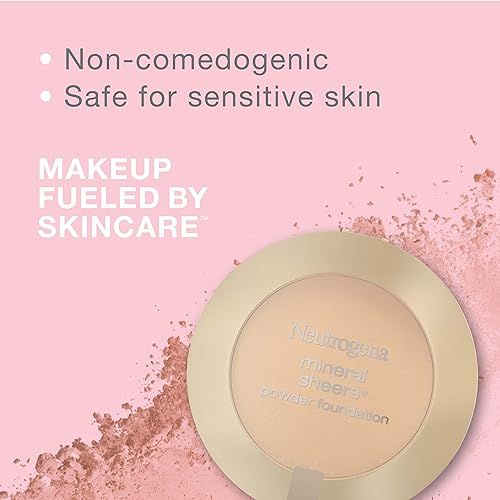 Neutrogena Mineral Sheers Compact Powder Foundation, Lightweight & Oil-Free Mineral Foundation, Fragrance-Free, Nude 40,.34 oz