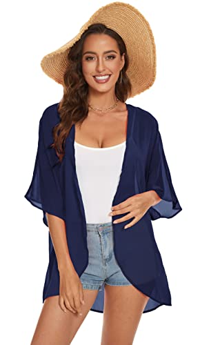 Womens Kimono Beach Cover Up Chiffon Cardigan Floral Tops Loose Capes