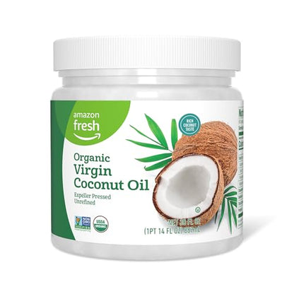 Amazon Fresh, Organic Virgin Coconut Oil, 15 Fl Oz (Previously Happy Belly, Packaging May Vary)