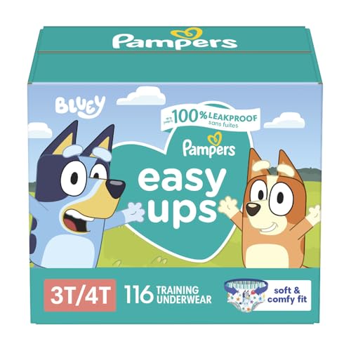 Pampers Easy Ups Boys & Girls Bluey Potty Training Pants - Size 3T-4T, One Month Supply (124 Count), Training Underwear (Packaging May Vary)