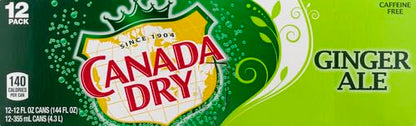 Canada Dry Zero Sugar Ginger Ale Soda, 12 fl oz cans (Pack of 12)