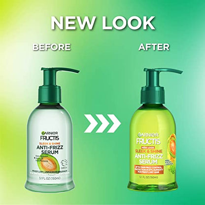 Garnier Fructis Sleek & Shine Anti-Frizz Serum for Frizzy, Dry Hair, Argan Oil, 5.1 Fl Oz, 1 Count (Packaging May Vary)