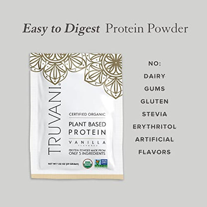 Truvani Vegan Pea Protein Powder | Banana Cinnamon | 20g Organic Plant Based Protein | 1 Serving | Keto | Gluten & Dairy Free | Low Carb | No Added Sugar