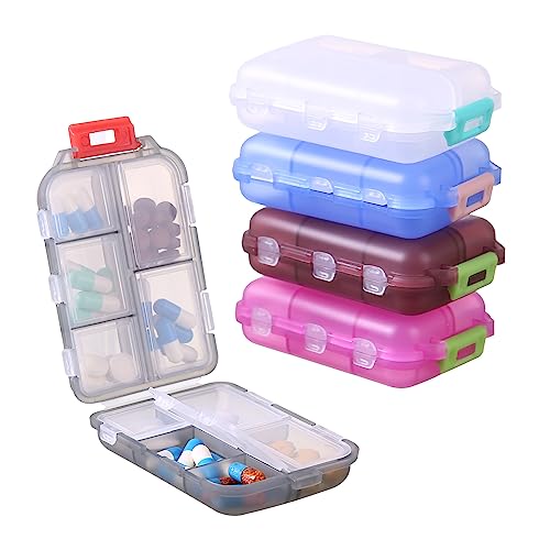 1Pack Travel Pill Organizer - 10 Compartments Pill Case, Compact and Portable Pill Box, Perfect for On-The-Go Storage, Pill Holder for Purse Gray