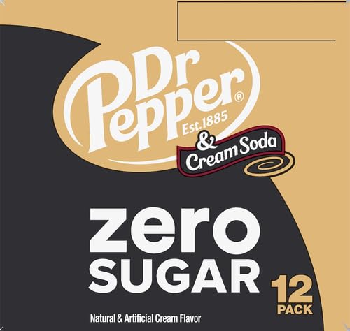 Dr Pepper Zero Strawberries and Cream Soda, 12 fl oz cans, 12 Pack