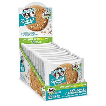 Lenny & Larry's The Complete Cookie, White Chocolate Flavored Macadamia, Soft Baked, 16g Plant Protein, Vegan, Non-GMO, 4 Ounce Cookie (Pack of 12)