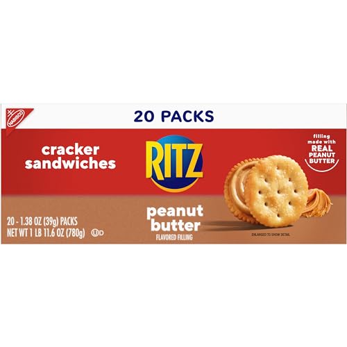 RITZ Peanut Butter Sandwich Crackers, 48 Snack Packs (6 Boxes, 6 Crackers Per Pack)