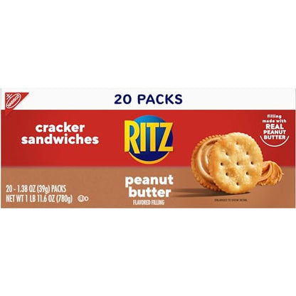 RITZ Peanut Butter Sandwich Crackers, 48 Snack Packs (6 Boxes, 6 Crackers Per Pack)