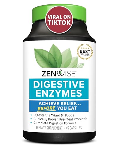 Zenwise Digestive Enzymes - Probiotic Multi Enzymes with Probiotics and Prebiotics for Digestive Health + Bloating Relief for Women and Men, Bromelain and More for Gut Health and Digestion - 15 Count