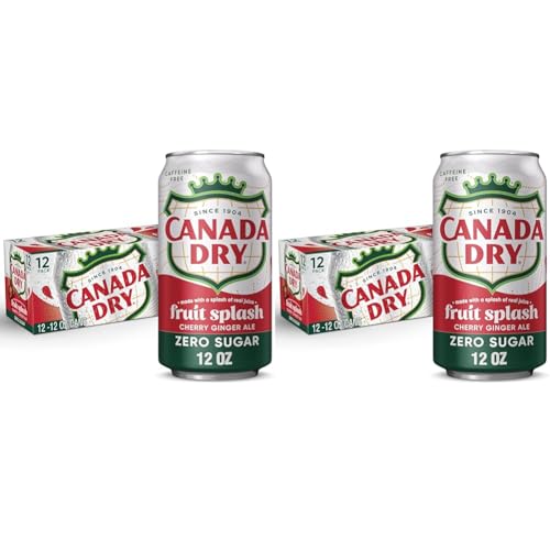 Canada Dry Fruit Splash Cherry Ginger Ale Zero Sugar Soda, 12 fl oz cans, 12 pack