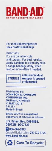 Band-Aid Brand Flexible Fabric Adhesive Bandages for Wound Care and First Aid, All One Size, 100 Count