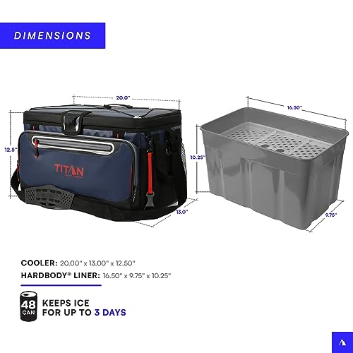 Titan Deep Freeze Cooler Zipperless Hardbody Cooler - Deep Freeze Insulation, HardBody Liner, and SmartShelf