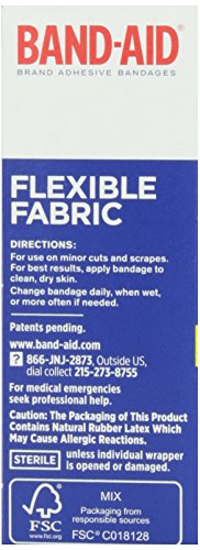 Band-Aid Brand Flexible Fabric Adhesive Bandages for Wound Care and First Aid, All One Size, 100 Count