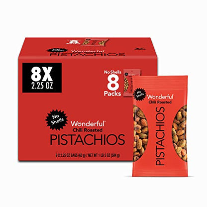 Wonderful Pistachios No Shells, Smokey Barbeque Nuts, 2.25 Ounce Bag (Pack Of 8), Protein Snack, Gluten Free, On-the-Go Snack