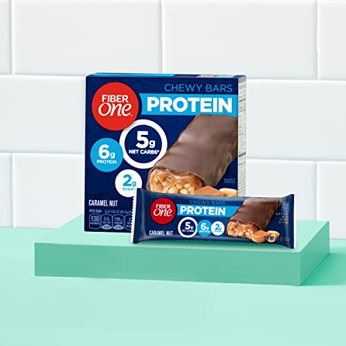 Fiber One Chewy Protein Bars, Caramel Nut, Protein Snacks, 1.17 oz, 5 ct