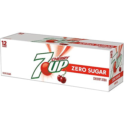 7UP Cherry Zero Sugar Soda, 12 fl oz cans (Pack of 12)