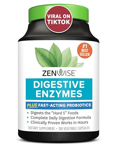 Zenwise Digestive Enzymes - Probiotic Multi Enzymes with Probiotics and Prebiotics for Digestive Health + Bloating Relief for Women and Men, Bromelain and More for Gut Health and Digestion - 15 Count