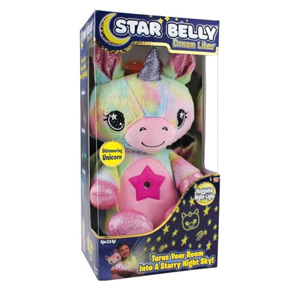 Ontel Star Belly Dream Lites, Stuffed Animal Night Light, Magical Pink and Purple Unicorn - Projects Glowing Stars & Shapes in 6 Gentle Colors, As Seen on TV