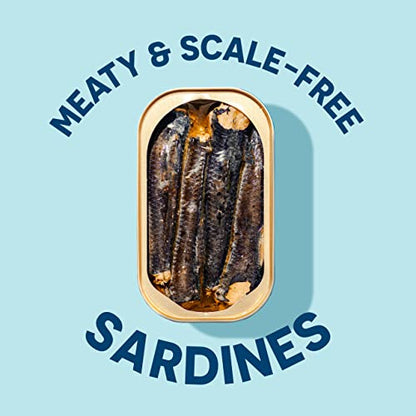 Wild Planet Wild Sardines in Extra Virgin Olive Oil, Lightly Smoked, Tinned Fish, Sustainably Wild-Caught, Non-GMO, Kosher, Gluten Free, 4.4. Ounce (Pack of 12)