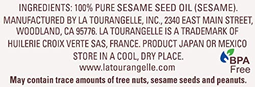 La Tourangelle, Toasted Sesame Oil, Great for Cooking, Add to Noodles, Stir-Fry, Vegetables, Vinaigrettes, and Marinades, 16.9 Fl Oz