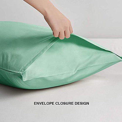 FLXXIE Microfiber Pillow Cases Standard Size, Soft Pillowcases with Envelope Closure, Wrinkle, Stain Resistant Pillow Covers, 20x26, Aqua