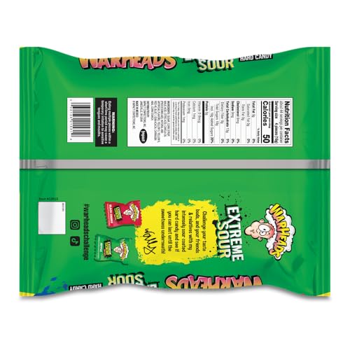 WARHEADS - Extreme Sour Hard Candy - Assorted Flavors - Sour Apple, Black Cherry, Blue Raspberry, Lemon & Watermelon Flavors - 2 oz. Bag