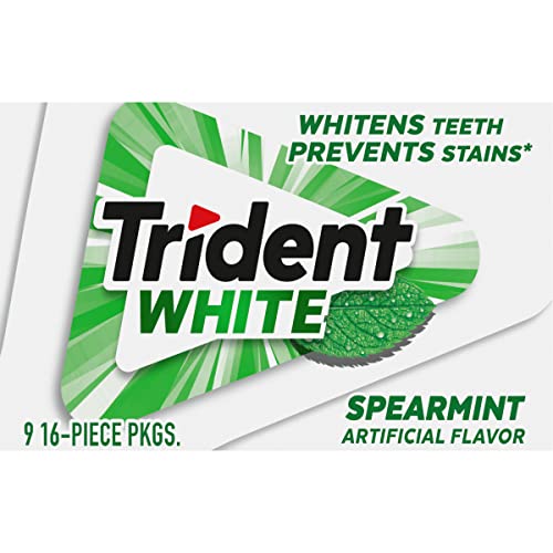 Trident White Peppermint Sugar Free Gum, 16 Count (Pack of 9)