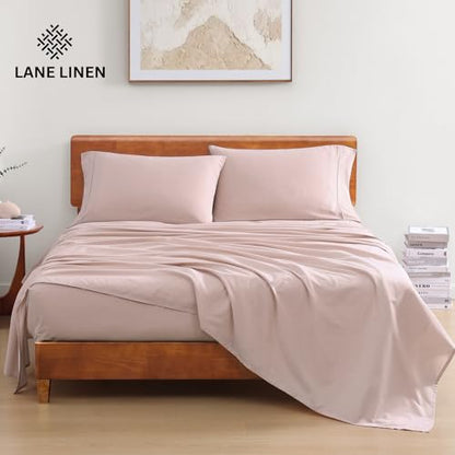 LANE LINEN 100% Organic Cotton Twin Sheets Set, 3Pc Twin Bed Sheets, Breathable Cotton Sheets Twin Size Bed Set, Dorm Room Essentials with 15" Twin Deep Pocket Fitted Sheet - White Sheets