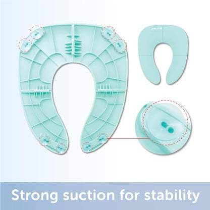 Jool Baby Folding Travel Potty Seat for Toddlers, Fits Round & Oval Toilets, Non-Slip Suction Cups, Includes Free Travel Bag (Aqua)