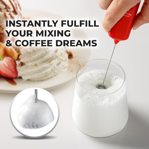 Powerful Handheld Milk Frother Wand - Electric Hand Mixer - Portable Frother Handheld for Coffee - Mini Froth Drink Mixer for Lattes, Cappuccino, Matcha, Hot Chocolate, Creamer - Black