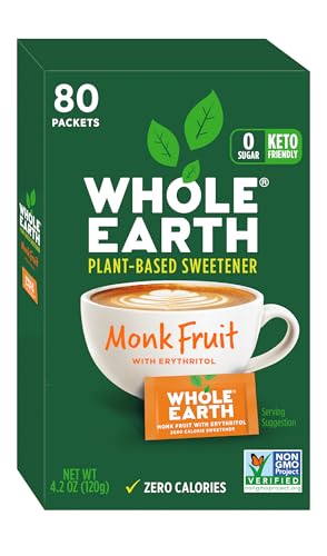 Whole Earth Sweetener Co. Stevia & Monk Fruit Sweetener, Erythritol Sweetener, Stevia Packets, Sugar Substitute, Natural Sweetener, 400 Count