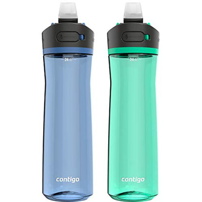 Contigo Ashland 2.0 Water Bottle with AUTOSPOUT Lid | Tritan Water Bottle, 24oz., 3 Pack, Juniper & Sake & Bubble Tea