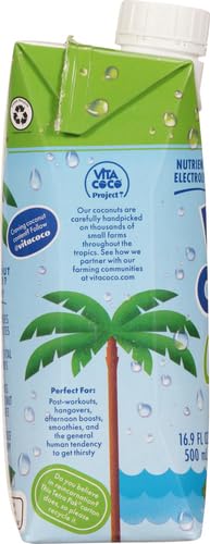 Vita Coco Coconut Water Naturally Hydrating Electrolyte Drink Smart Alternative to Coffee Soda and Sports Drinks Gluten Free, Pineapple, 16.9 Fl Oz (Pack of 12), 202.8 Fl Oz