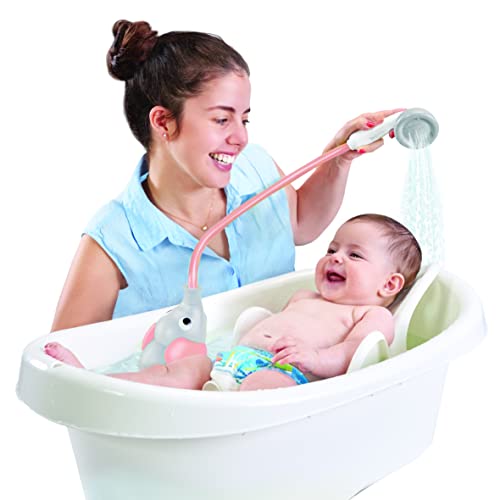 Yookidoo Baby Bath Shower Head - Elephant Water Pump with Trunk Spout Rinser - Control Water Flow from 2 Elephant Trunk Knobs for Maximum Fun in Tub or Sink for Newborn Babies