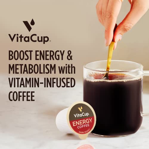 VitaCup Mushroom Coffee Pods - Boost Focus & Immunity with Lions Mane, Chaga, Vitamins, for Memory & Clarity, Recyclable K-Cup Pods, 16 Ct