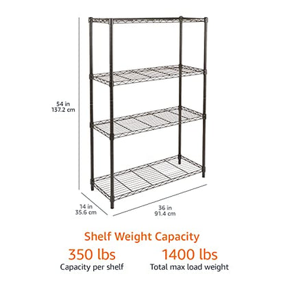 Amazon Basics 3-Shelf Adjustable, Heavy Duty Storage Shelving Unit (250 lbs loading capacity per shelf), Steel Organizer Wire Rack, 23.2"L x 13.4"W x 30"H, Black