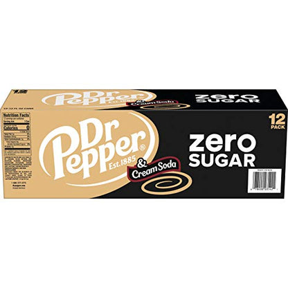 Dr Pepper Zero Strawberries and Cream Soda, 12 fl oz cans, 12 Pack