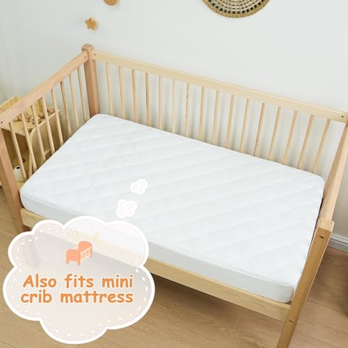 Yoofoss Waterproof Crib Mattress Protector 2 Pack, Quilted Crib Mattress Pad Cover Ultra Soft and Breathable, Machine Washable Toddler Mattress Protector for Standard Baby Crib Size 52''x28''