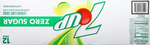 7UP Zero Sugar Lemon Lime Soda, 12 fl oz cans (Pack of 12)