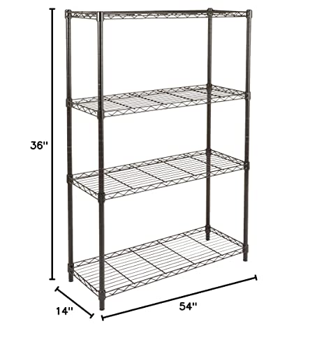 Amazon Basics 3-Shelf Adjustable, Heavy Duty Storage Shelving Unit (250 lbs loading capacity per shelf), Steel Organizer Wire Rack, 23.2"L x 13.4"W x 30"H, Black