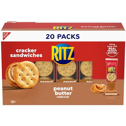 RITZ Peanut Butter Sandwich Crackers, 48 Snack Packs (6 Boxes, 6 Crackers Per Pack)