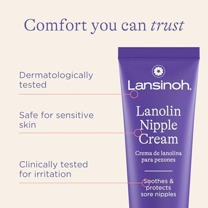 Lansinoh Lanolin Nipple Cream, Safe Nipple Balm for Baby and Mom, Breastfeeding Essentials, 1.41 Ounces