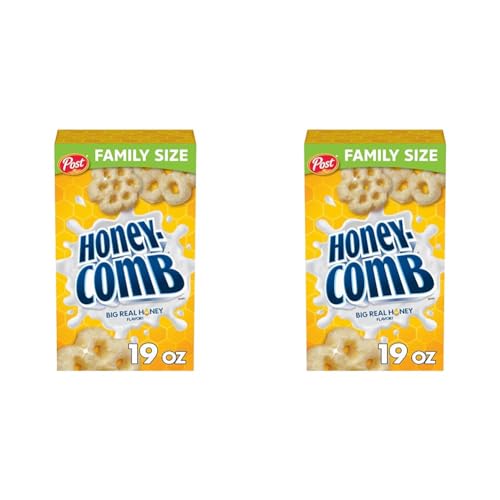 Post Honeycomb Cereal, Honey Flavored Sweetened Corn and Oat Cereal, 19 OZ Box