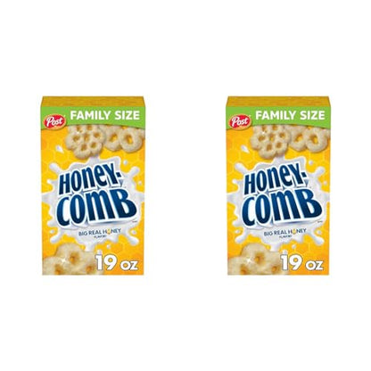 Post Honeycomb Cereal, Honey Flavored Sweetened Corn and Oat Cereal, 19 OZ Box