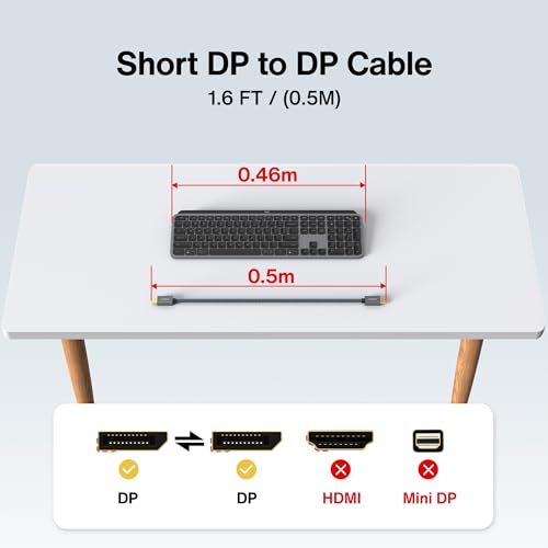 IVANKY VESA Certified DisplayPort Cable, 6.6ft DP Cable 1.2,[4K@60Hz, 2K@165Hz, 2K@144Hz], Gold-Plated Braided High Speed Display Port Cable 144Hz, for Gaming Monitor, Graphics Card, TV, PC, Laptop