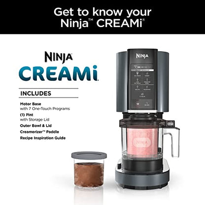 Ninja NC501 CREAMi Deluxe 11-in-1 Ice Cream & Frozen Treat Maker for Ice Cream, Sorbet, Milkshakes, Frozen Drinks & More, 11 Programs, Perfect for Kids, Silver, 11 Functions + (2) 24 oz. Pints