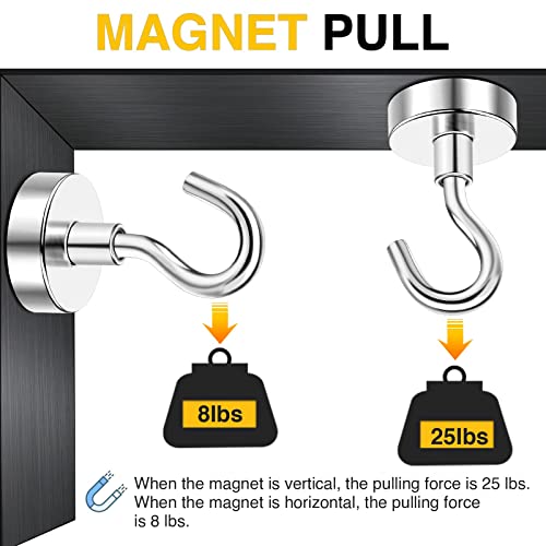 DIYMAG Magnetic Hooks, 30lbs+ Heavy Duty Magnetic Hooks Cruise for Hanging, Super Strong Magnet Hooks for Cruise Cabin, Refrigerator, Classroom, Magnetic Metal Hooks for Grill (Sliver, Pack of 20)