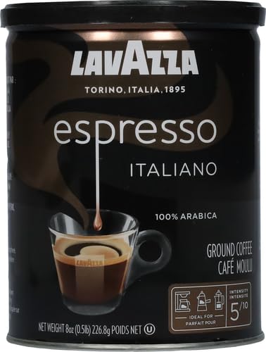 Lavazza Espresso Ground Coffee Blend, Medium Roast, 8-Oz Cans, Pack of 4 (Packaging May Vary) Premium Blend, Value Pack, Non-GMO, 100% Arabica, Rich-bodied