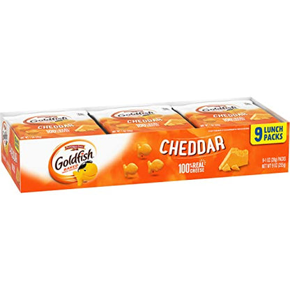 Goldfish Colors Cheddar Crackers, Snack Pack, 0.9 oz, 9 CT Multi-Pack Tray (Pack of 2)