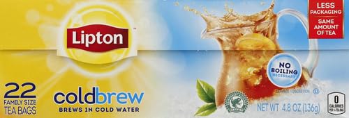 Lipton Unsweetened Iced Tea Bags, Family Size Tea Bags, 144 Total Tea Bags (24ct - Pack of 6)